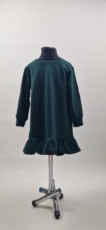 Suknelė tamsiai žalia su raukta apačia - Image 3